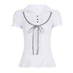 Damenbluse mit Rüschendetails und kontrastierendem Halsband R&B