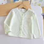 Mädchen Nan Ripp-Strick Bio-Gefühl Baby-Strickjacke mit Knopfverschluss und gesticktem Bogen R&B