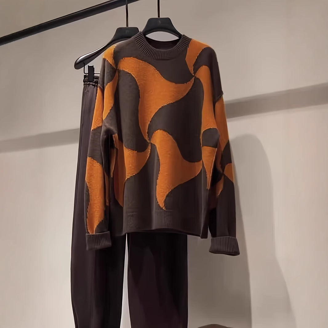 Damen Übergroßer Pullover mit einzigartigem Muster R&B