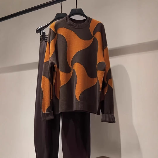 Damen Übergroßer Pullover mit einzigartigem Muster R&B