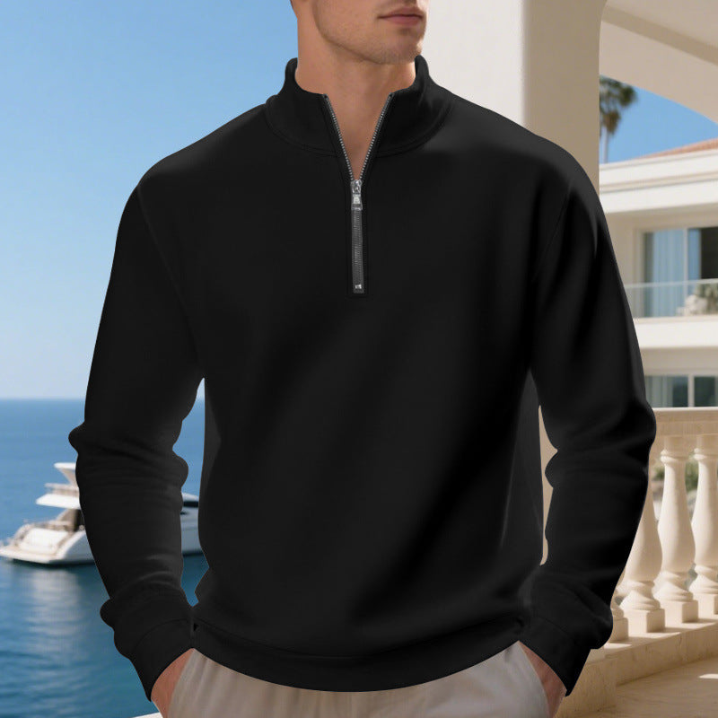 Herren sportlicher Pullover mit halbem Reißverschluss und atmungsaktiver Struktur R&B