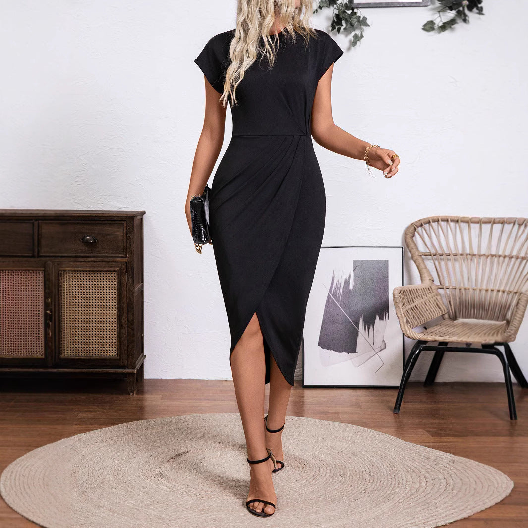 Damen modisches Wickelkleid mit großzügigem Schlitz R&B