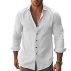 Herren elegantes langärmliges Hemd mit moderner Knopfleiste R&B