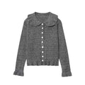 Damen Strickjacke mit großem Kragen und Knopfleiste R&B