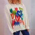 Damen Freizeitpullover mit buntem Herzmotiv und lässigem Schnitt R&B