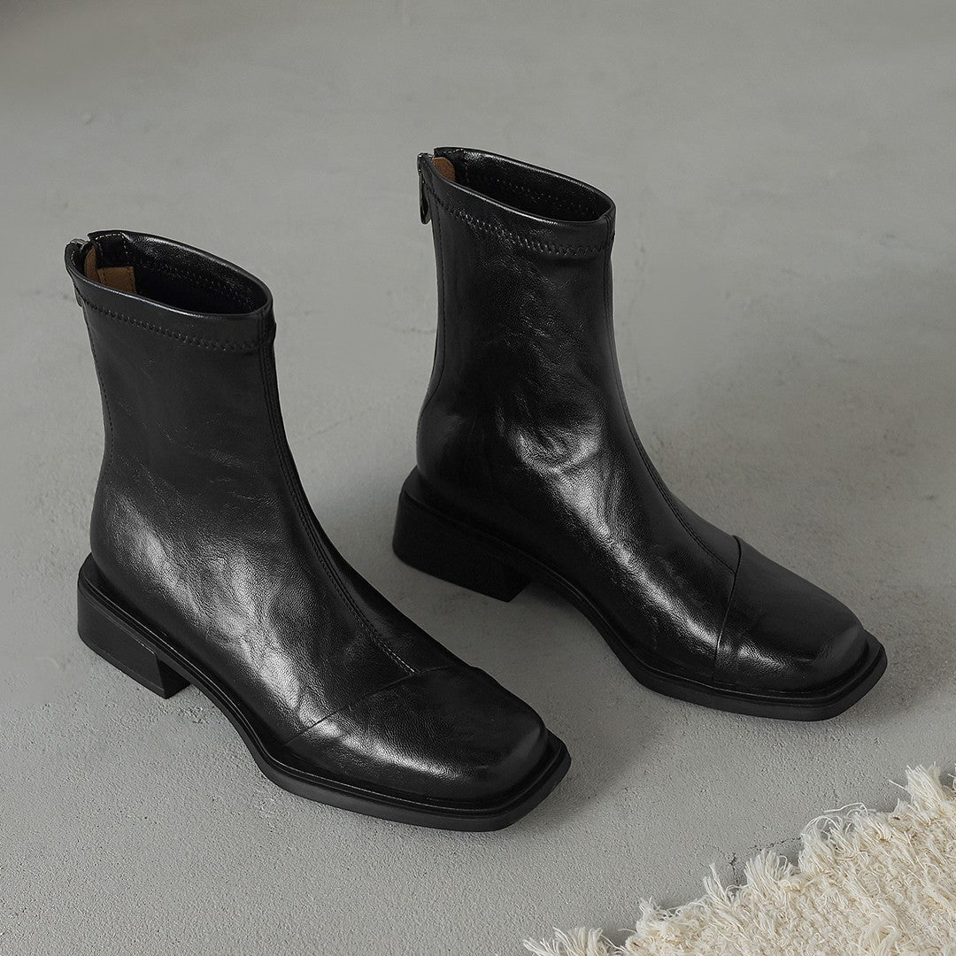 Damen elegante Ankle Boots mit modernem Reißverschluss und komfortablem Blockabsatz R&B