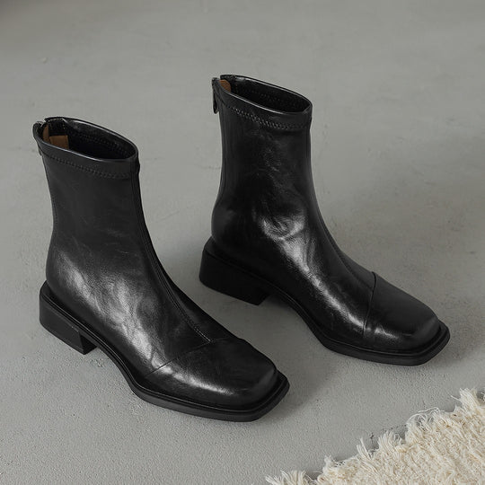 Damen elegante Ankle Boots mit modernem Reißverschluss und komfortablem Blockabsatz R&B