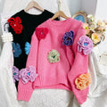 Damen Verspielter Strickpullover mit Blumenapplikationen