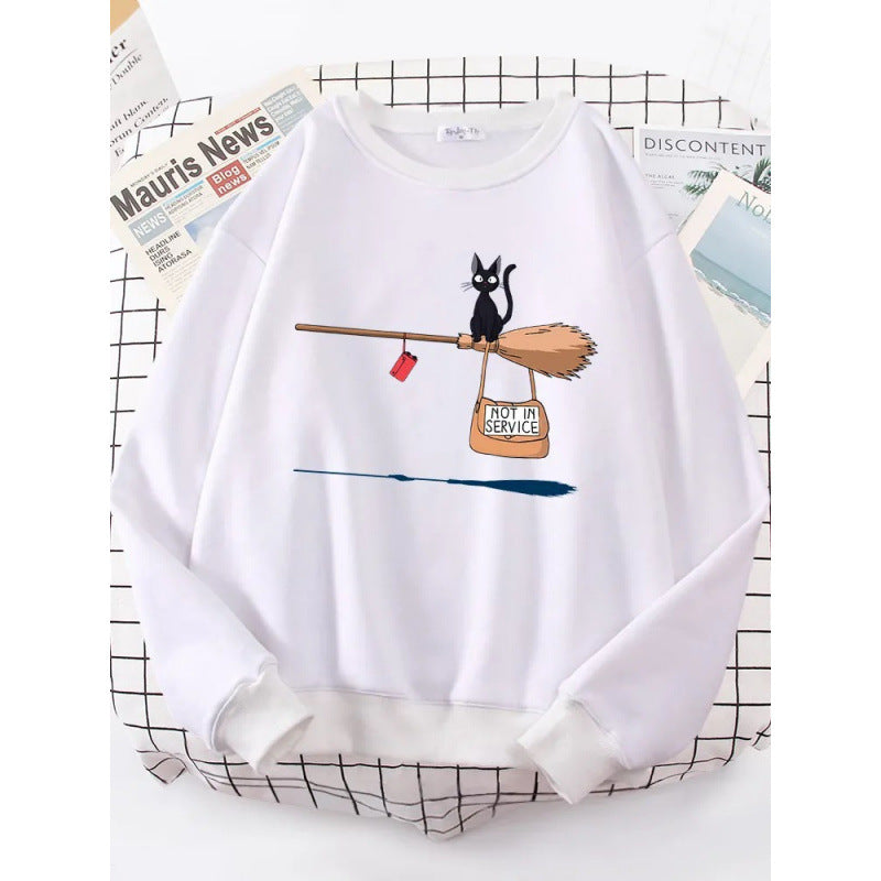 Damen Sweatshirt mit kreativem Katzenmotiv R&B