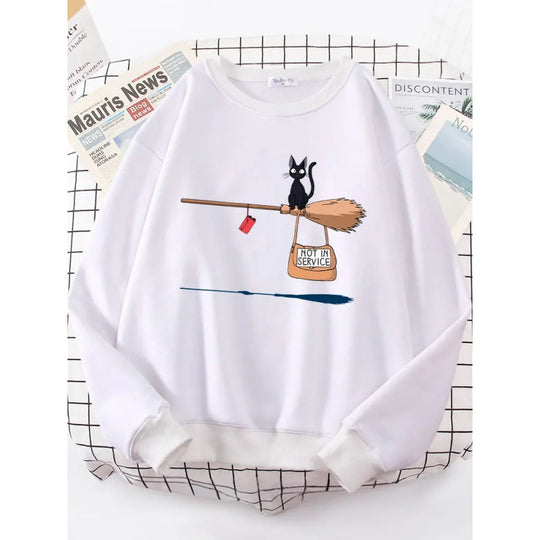 Damen Sweatshirt mit kreativem Katzenmotiv R&B
