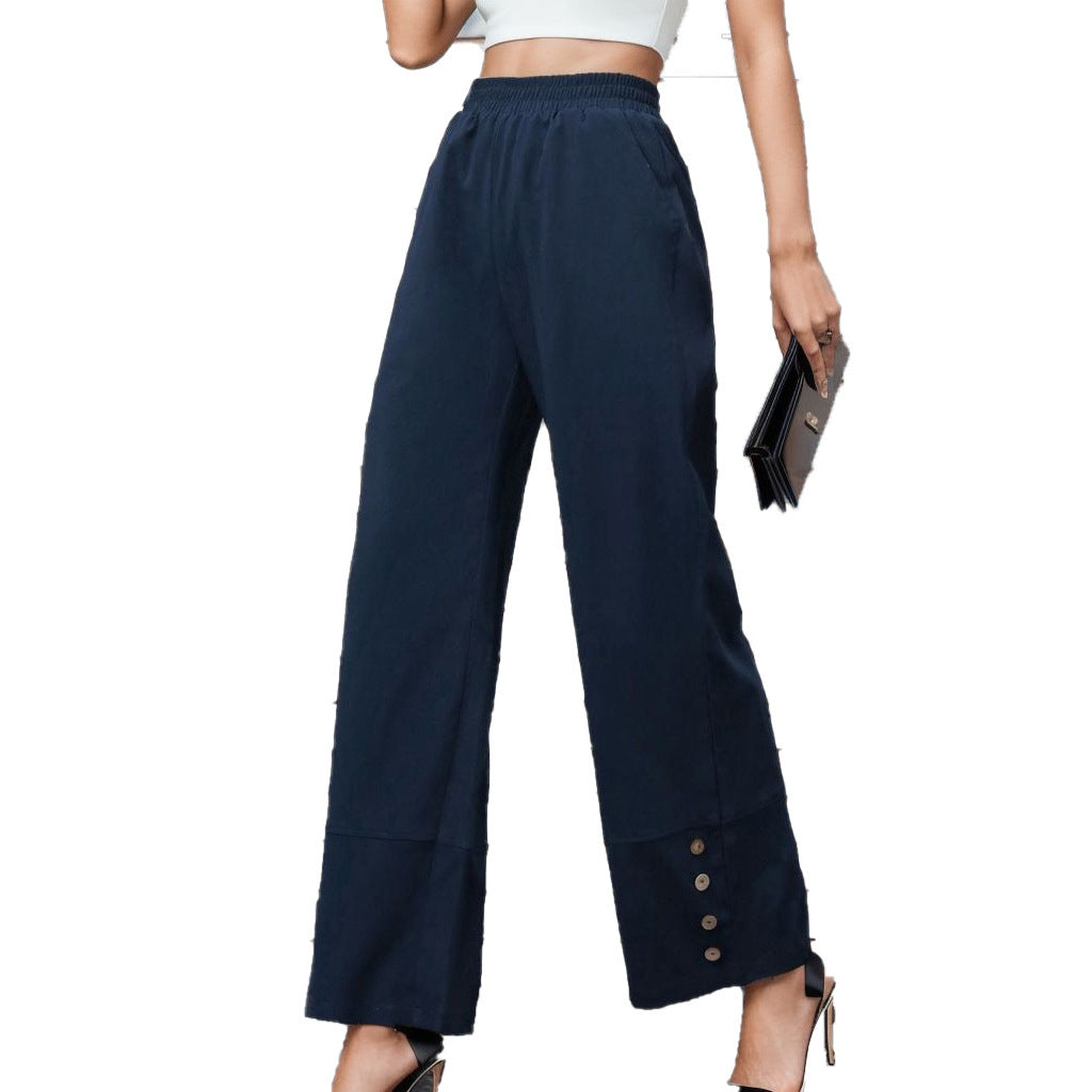 Damen Weite Leisure-Hose mit dekorativen Druckknöpfen R&B