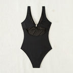 Damen Eleganter Einteiler Badeanzug mit raffiniertem Rüschendesign
