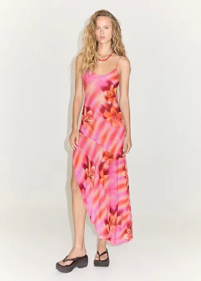 Damen Sommerliches Maxikleid mit asymmetrischem Saum und floralem Design R&B
