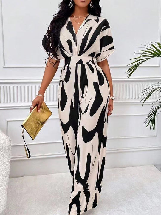 Damen Elegantes und modernes Jumpsuit mit abstraktem Muster R&B