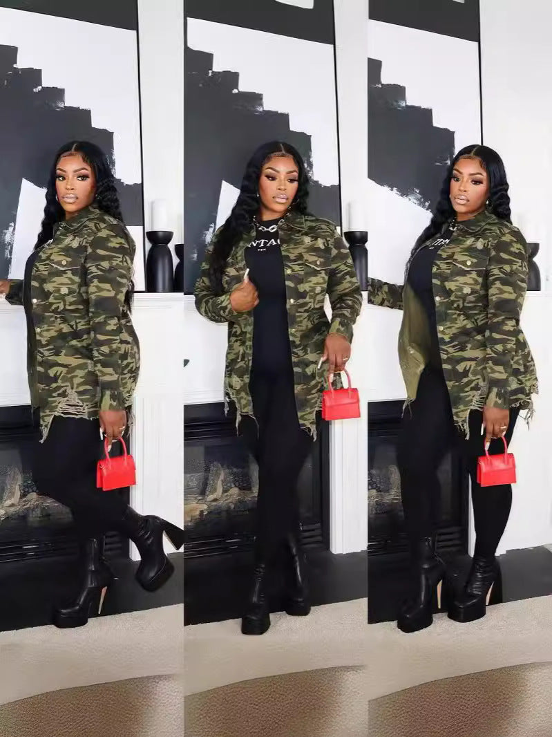 Damen modische Camouflage-Überwurfblick R&B