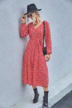 Damen Maxikleid mit elastischem Taillenbund und floralen Mustern R&B
