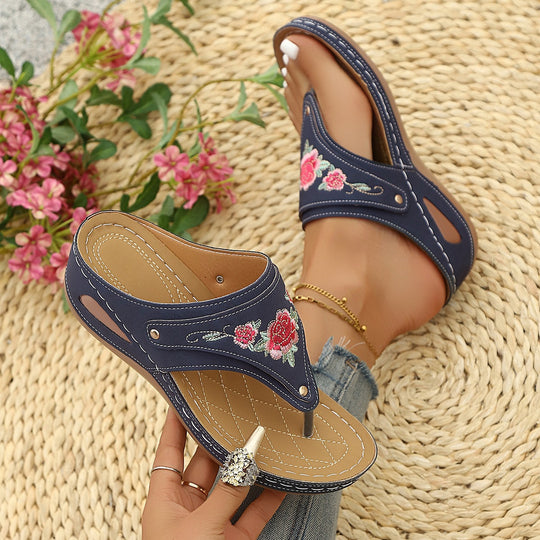 Damen Elegante und bequeme Hausschuhe mit Blumenstickerei R&B