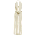 Damen Elegantes Maxikleid mit tiefem V-Ausschnitt und fließendem Schnitt R&B