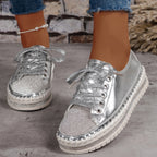 Damen Sneaker mit glitzerndem Material und robuster Sohle R&B