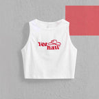 Damen Crop-Top mit originellem Cowboy-Motiv und coolem Schriftzug R&B