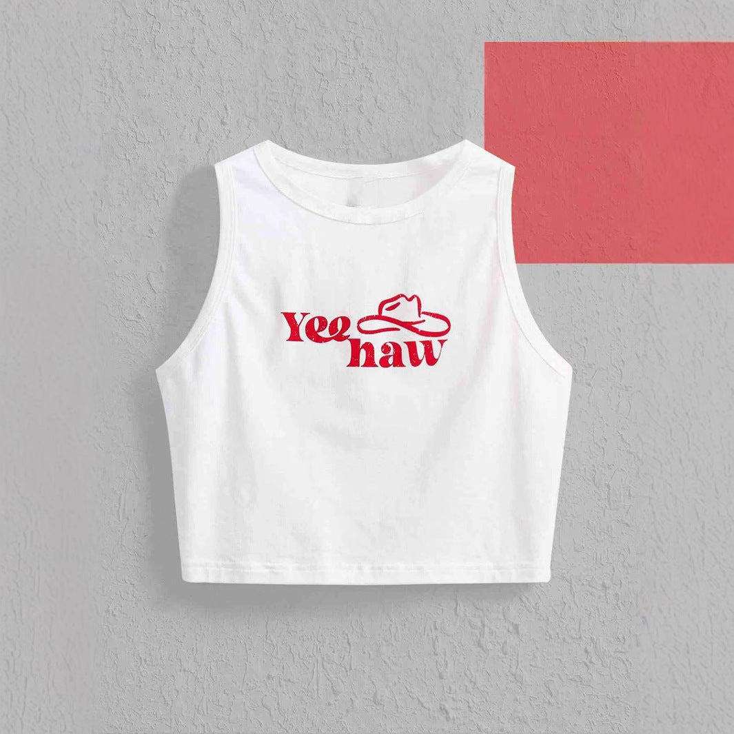 Damen Crop-Top mit originellem Cowboy-Motiv und coolem Schriftzug R&B