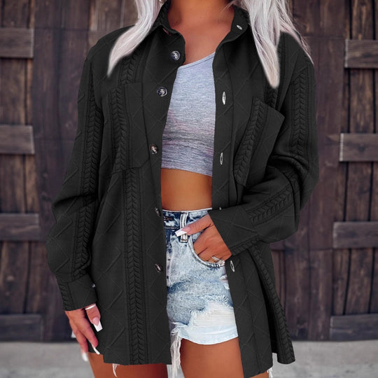 Damen Modische Longbluse mit strukturiertem Design und praktischen Taschen R&B