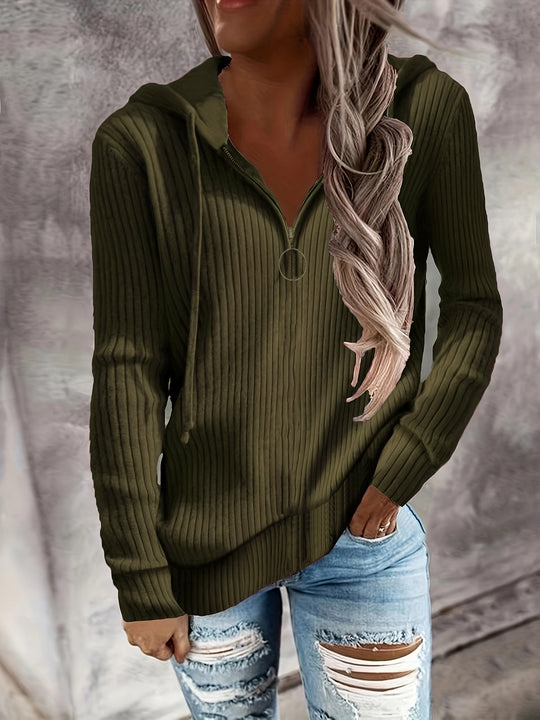 Damen Zip-Hoodie mit strukturiertem Rippdesign und durchgehendem Reißverschluss R&B