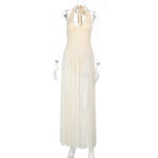 Damen Maxikleid mit tieferem V-Ausschnitt und zarten Transparenzelementen R&B