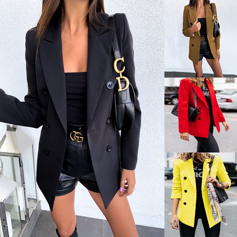 Damen eleganter taillierter Blazer mit doppelter Knopfleiste R&B