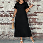 Damen lässiges Maxikleid mit Knopfdetails und elegantem Schnitt R&B