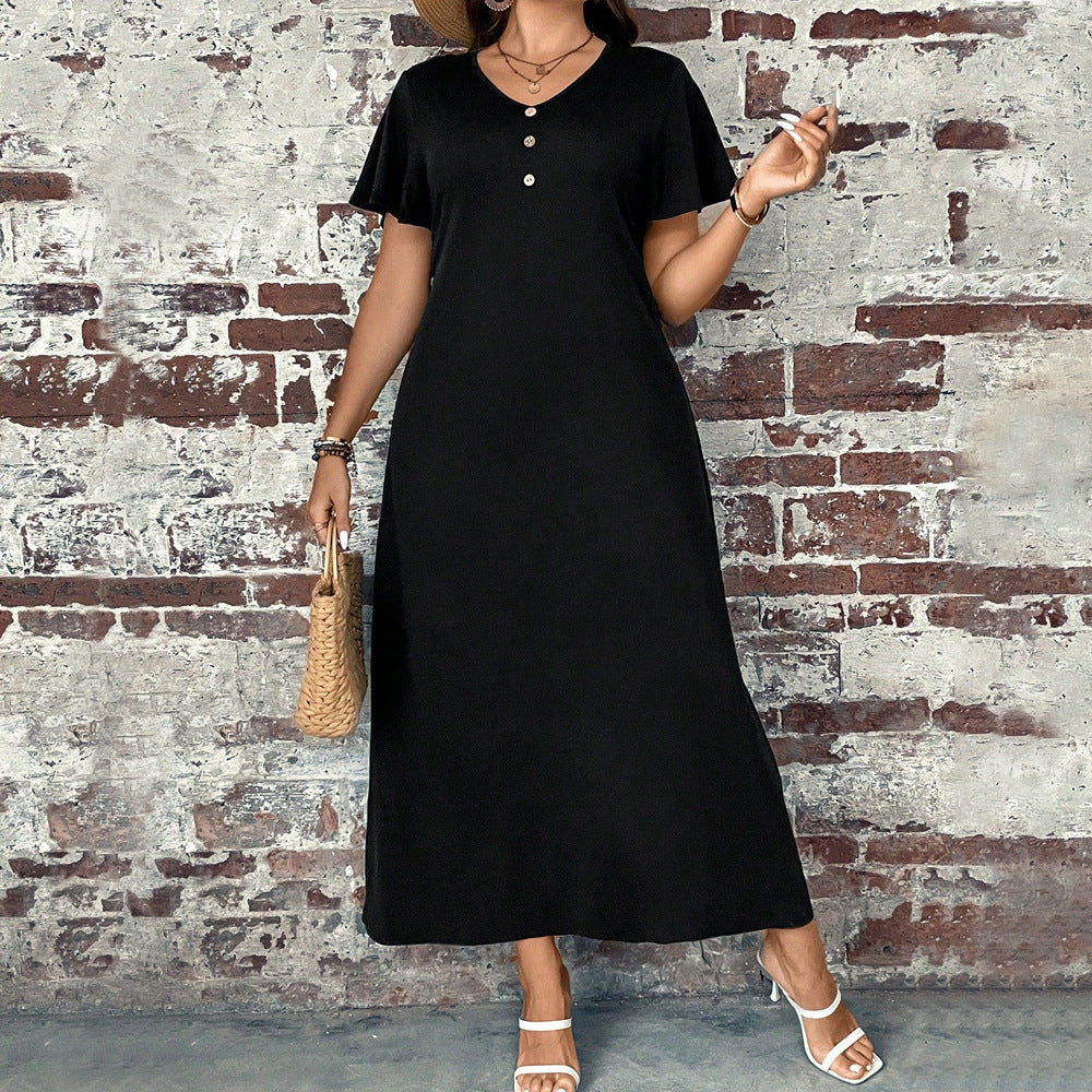 Damen lässiges Maxikleid mit Knopfdetails und elegantem Schnitt R&B