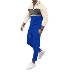 Herren nan urbanes Kapuzen-Henley Freizeitset mit Streifenpasse und gekürzter Joggerhose R&B