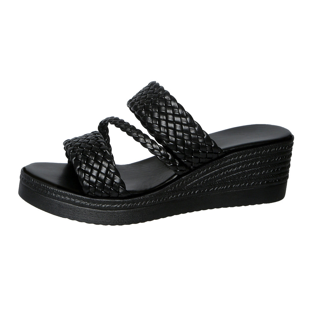 Damen Wedge-Pantoletten mit geflochtenen Riemen und ergonomischer Fußbettgestaltung R&B