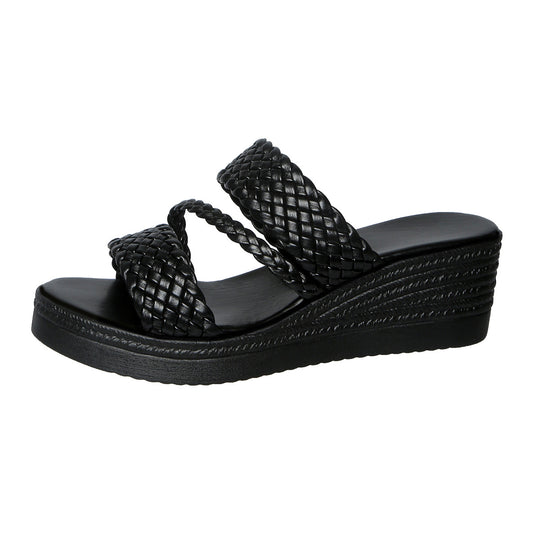 Damen Wedge-Pantoletten mit geflochtenen Riemen und ergonomischer Fußbettgestaltung R&B