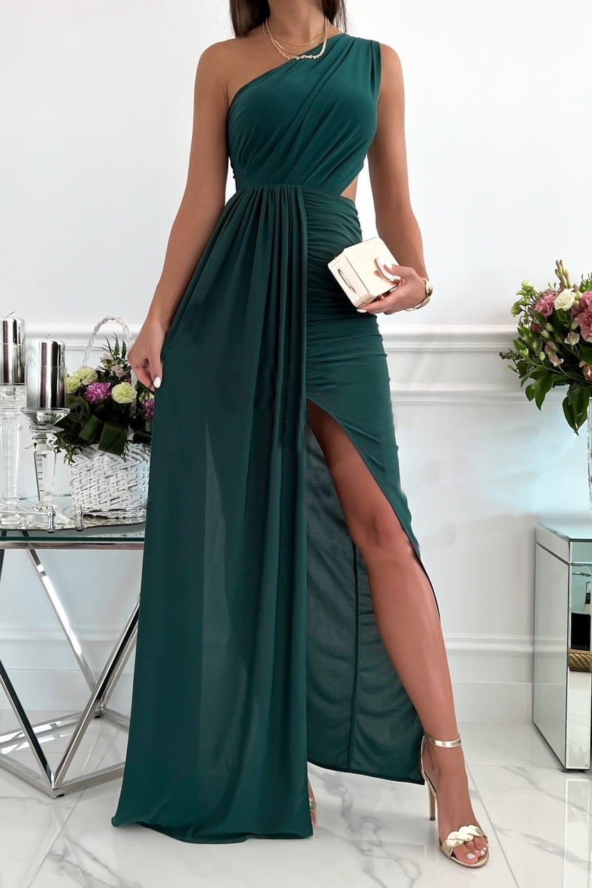 R&B | Elegante Formelle Einfarbige Asymmetrische Einseitige Unregelmäßige Kleid Kleider- 7 Farben