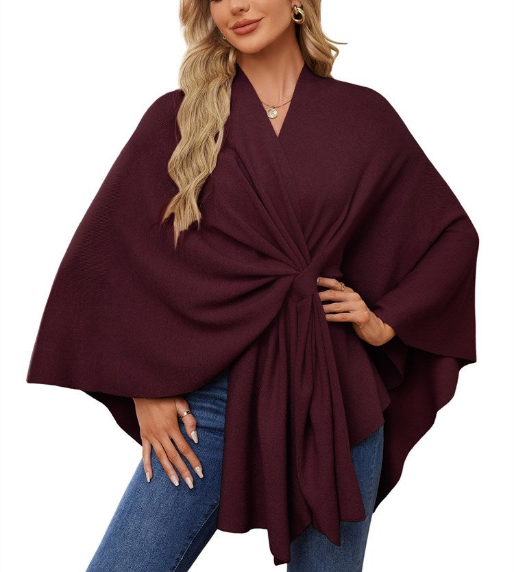 Damen Eleganter Wickelpullover mit asymmetrischem Schnitt R&B