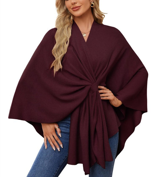 Damen Eleganter Wickelpullover mit asymmetrischem Schnitt R&B