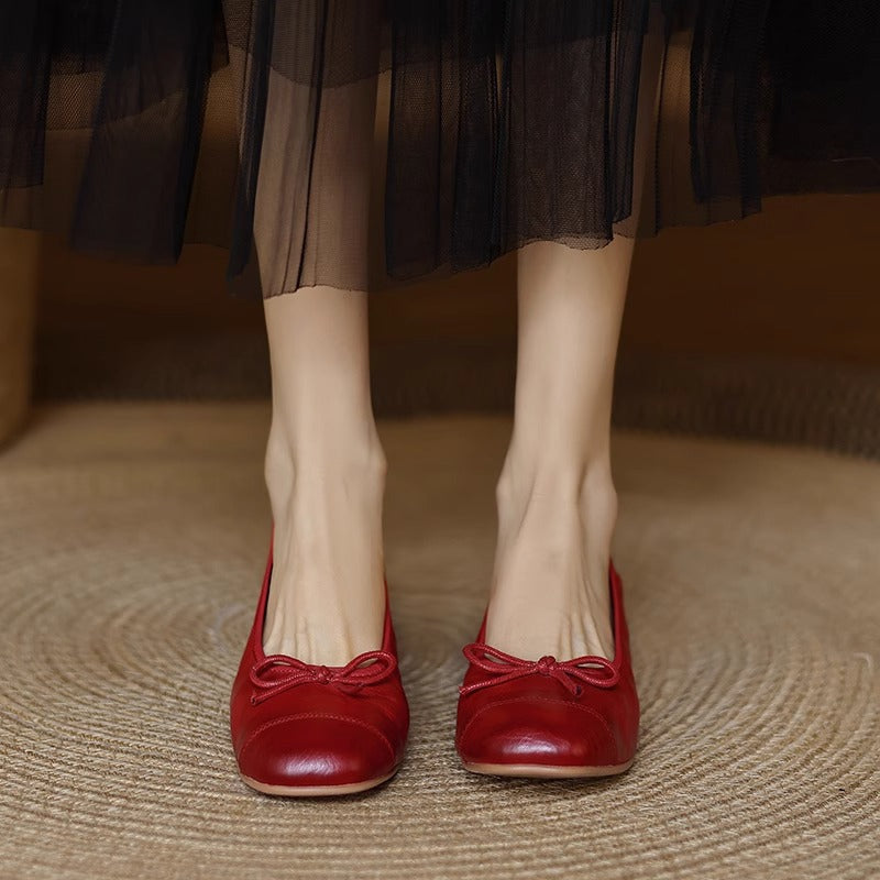 Damen Ballerinas mit verstellbarem Riemen und hochwertiger Lederoberfläche R&B