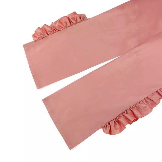 Damen elegante Schnitt Hose mit Rüschendetails R&B