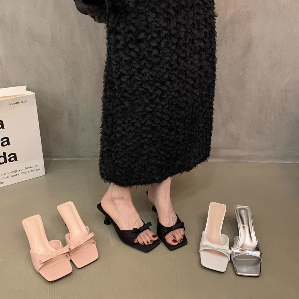 Damen elegante Sling-Pantoletten mit modischem Schleifenakzent R&B