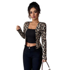 Damen nan taillierter Kurzblazer aus Stretchjersey mit Leopardenstruktur und schmaler Passform R&B