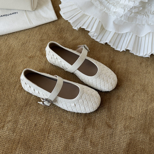 Damen Ballerinas mit modischem Flecht-Design und dekorativem Riemchen R&B