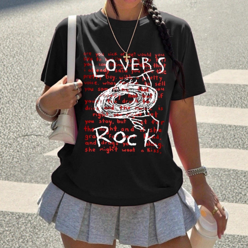 Damen Grafik T-Shirt mit kreativem Schriftzug und lässigem Schnitt R&B