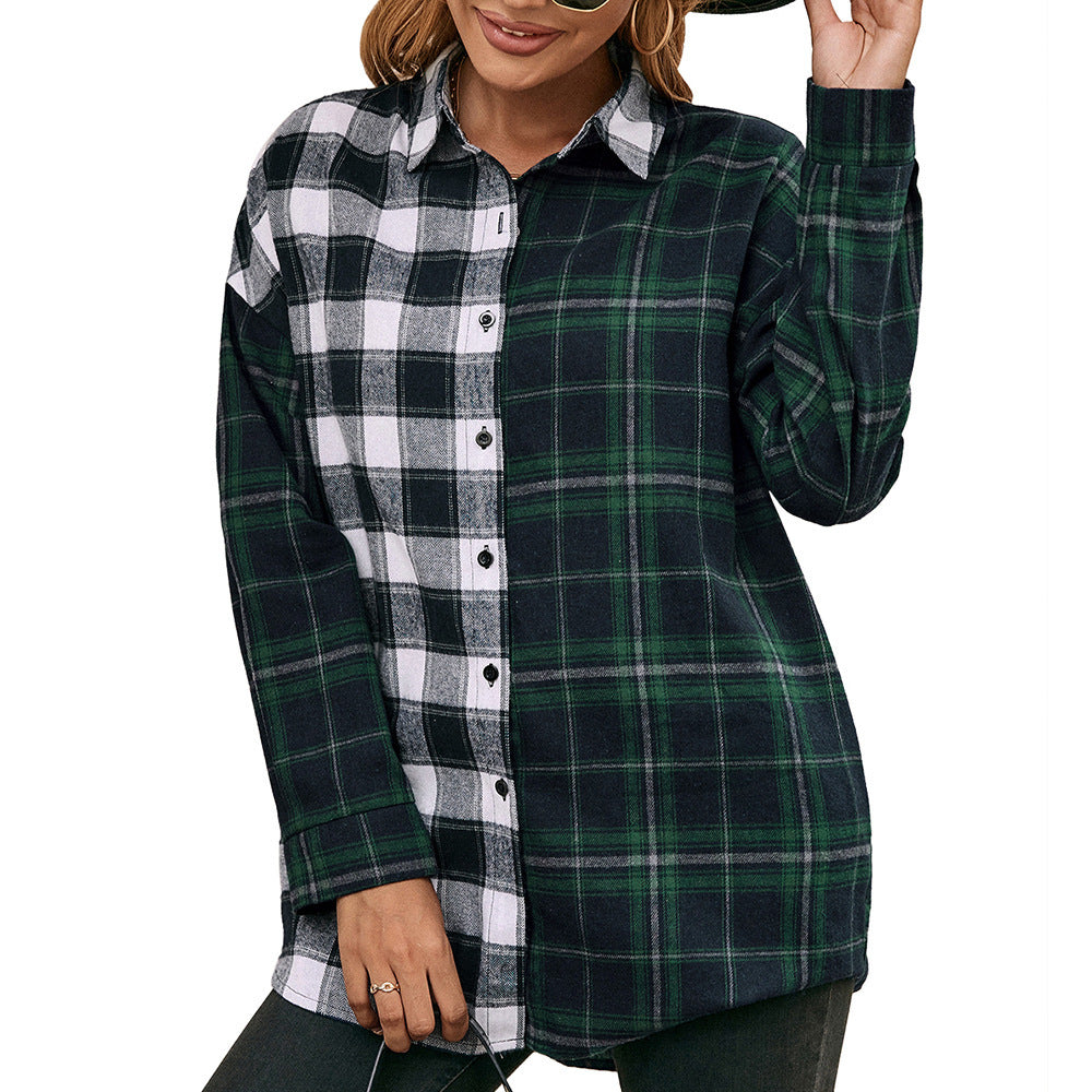 Damen lässige Flanellhemdjacke mit Karomuster R&B
