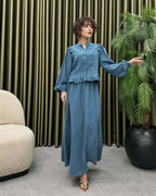 Damen Elegantes langes Kleid mit Rüschendetail R&B