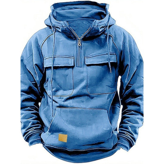 Herren Funktionale Kapuzenpullover mit Praktischen Taschen und Kurzem Reißverschluss R&B