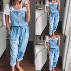 Damen Denim-Overall mit verstellbaren Trägern