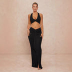Damen Elegantes Wickelkleid mit Cut-Outs und fließendem Stoff R&B