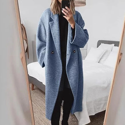 Damen Wollmantel mit strukturiertem Design und oversized Schnitt R&B