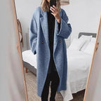 Damen Oversized Bouclé-Mantel mit doppelter Knopfleiste R&B